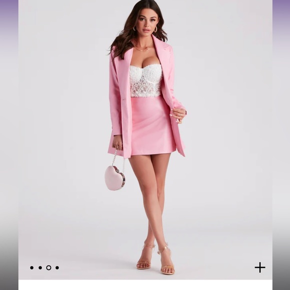 Pink Faux Leather blazer and skirt - Picture 3 of 4